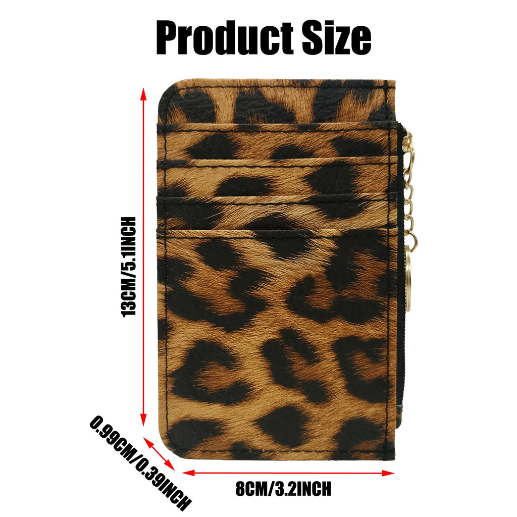 Nuovo portafoglio sottile in pelle con motivo leopardo per donne Portamonete con cerniera piccola