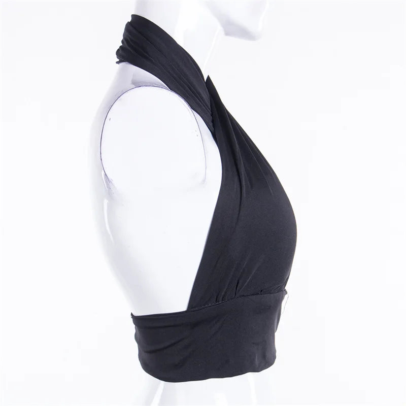Top donna Senza maniche Wrap Front Sexy Backless