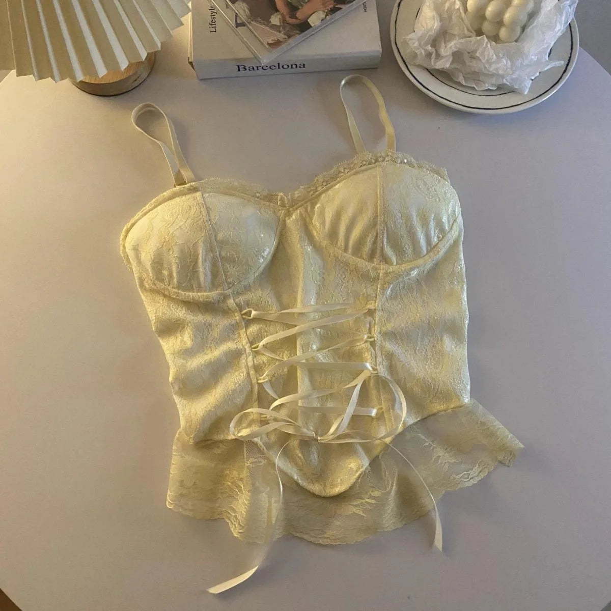 Corsetto Donna  in pizzo benda senza maniche