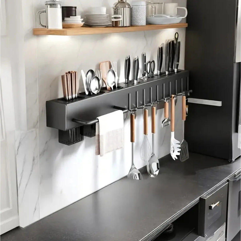 Organizzatore da cucina a parete in acciaiol resistente, senza trapano per coltelli, Utensili, Taglieri