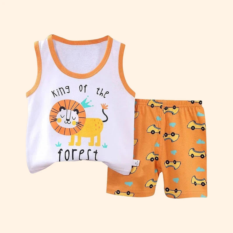 Set 2PCS per bambini Gilet per bambini  Set Estate T-shirt in cotone e  Pantaloncini
