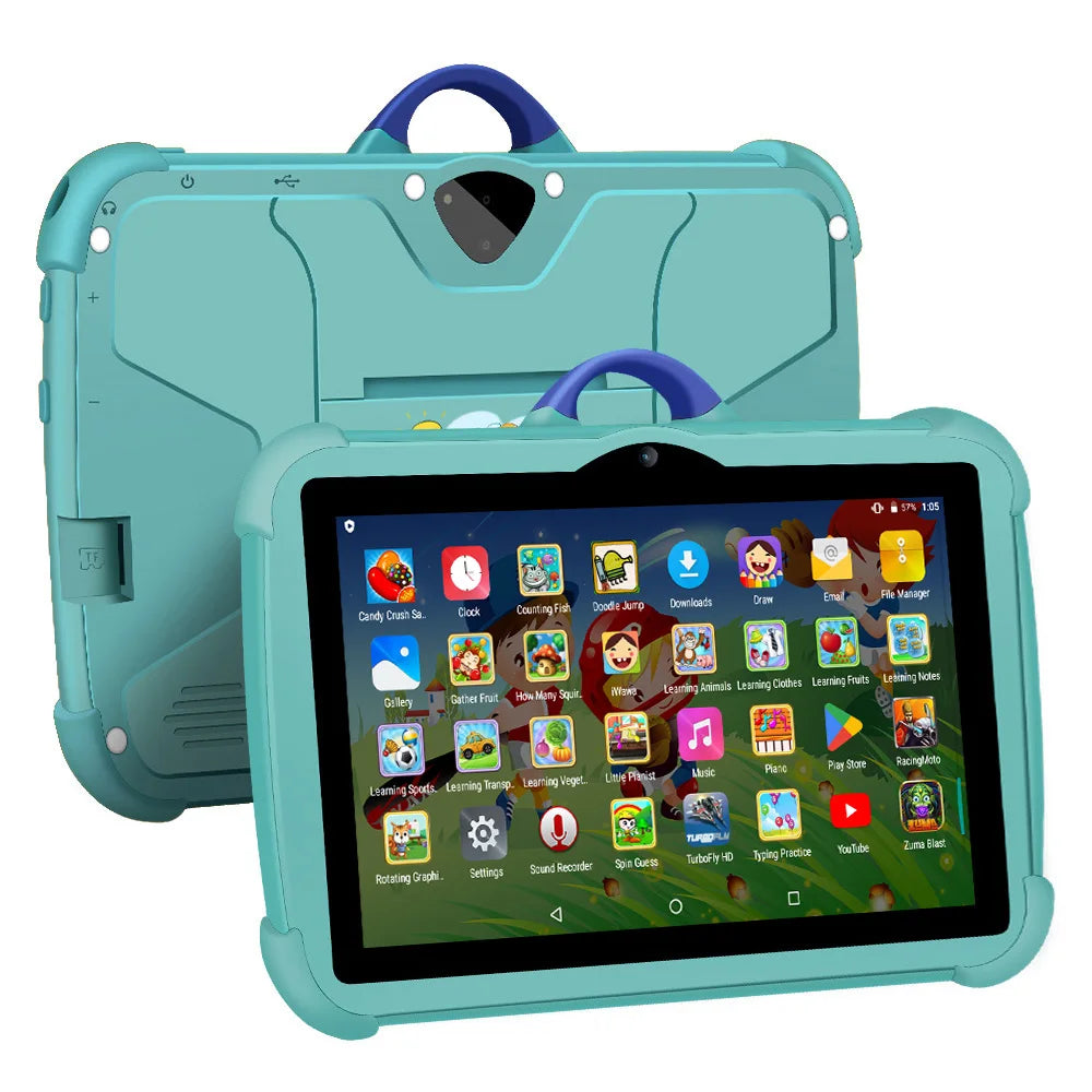 Tablet PC per bambini da 7 pollici con Android 13 Quad Core 4GB RAM 64GB ROM Apprendimento educativo Preferito dai bambini Design semplice economico