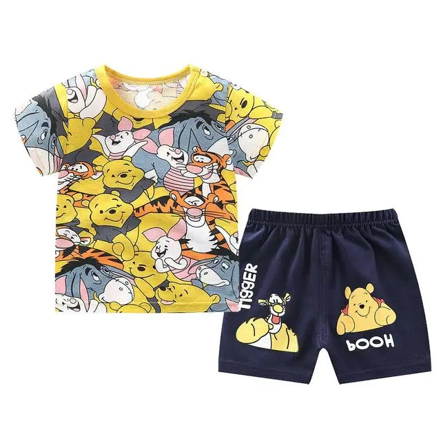 Set a maniche corte per bambini T-shirt in cotone Pantaloni Tute da ginnastica 0-3 anni