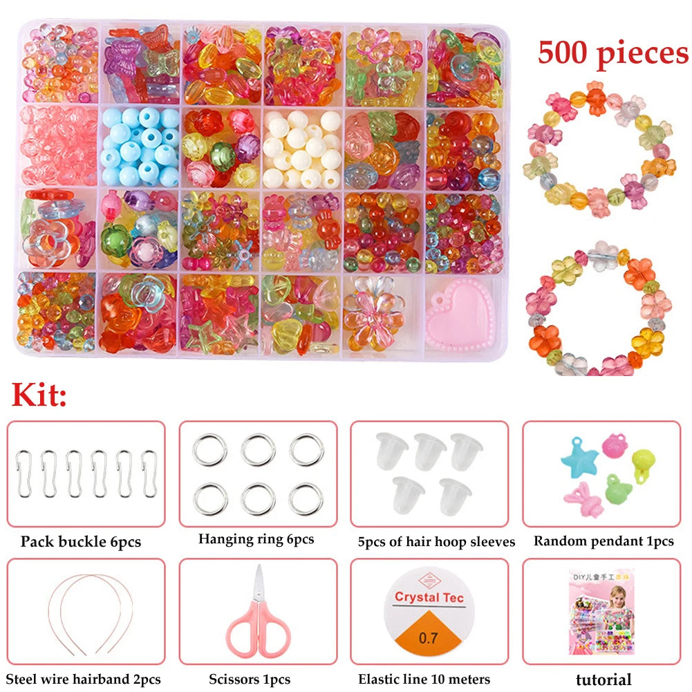 500 pezzi fai da te fatto a mano con perline per bambini creativo kit braccialetti collana gioielli