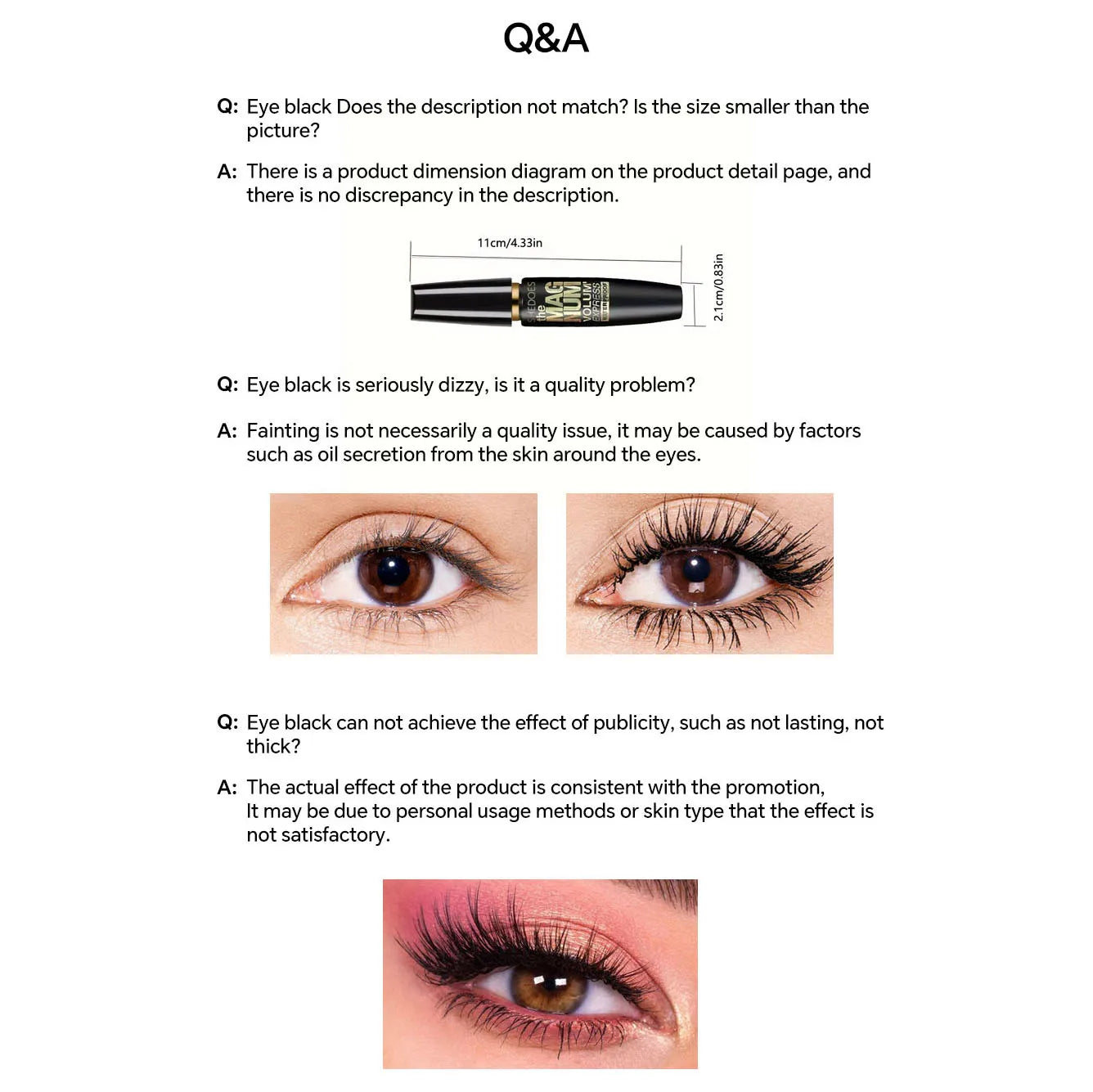 Mascara nero 4D Ispessimento, allungamento, arricciatura, mascara in fibra liquida impermeabile