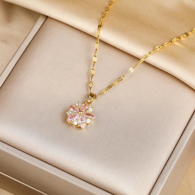 Collana in acciaio inossidabile gioiello rosa