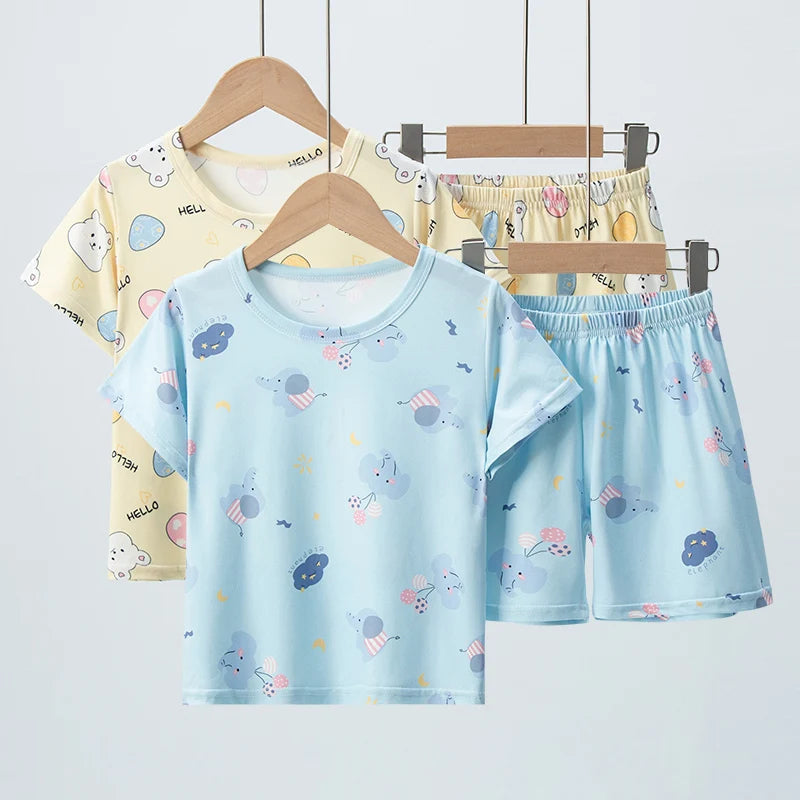 2 pezzi estivi per bambini comodi e carini pantaloncini  Set casual per la casa e l’esterno
