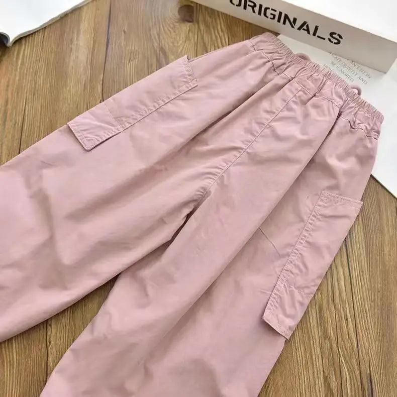 Vestiti primaverili alla moda per bambini Cargo Joggers Pantaloni elastici alla caviglia Pantaloni casual Leggero Traspirante