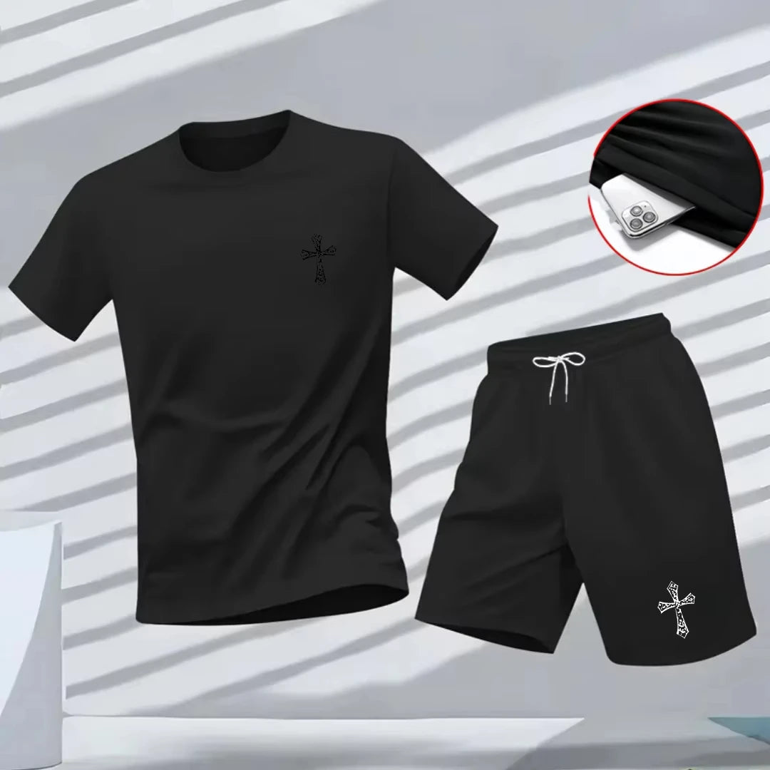 Coordinato sportivo T-shirt e pantaloncini, abbigliamento casual,traspirante e ad asciugatura rapida.