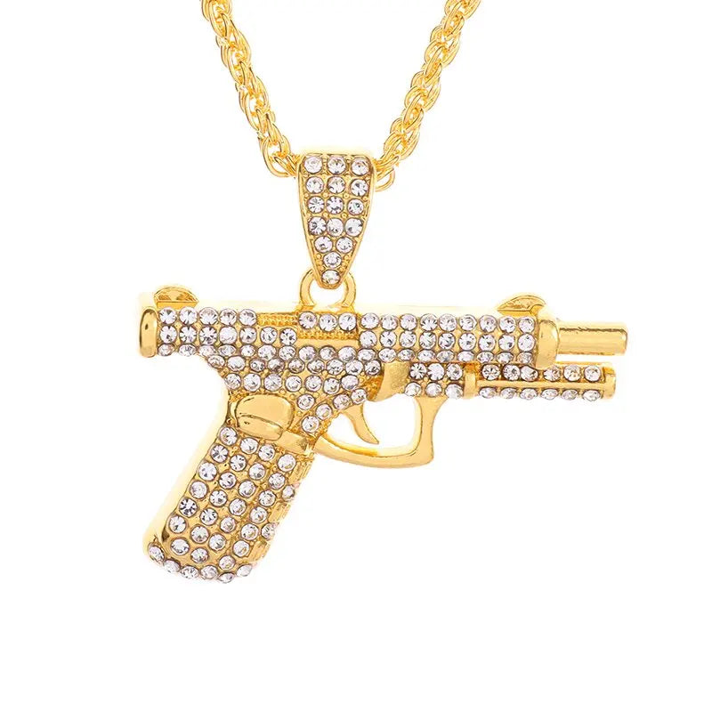 Collana Pistola in acciaio inox con Swarovski