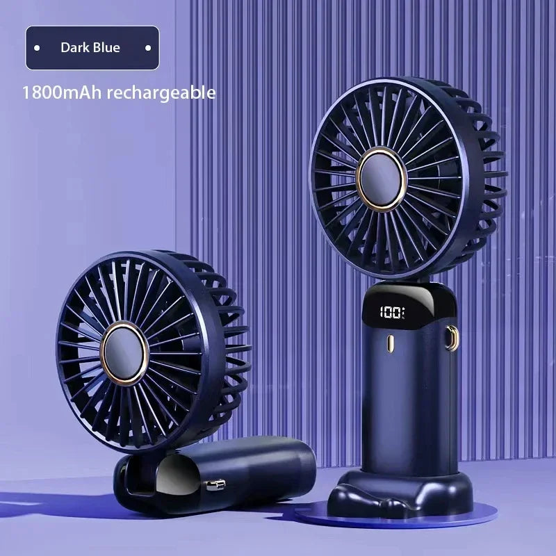 Mini ventilatore portatile ricaricabile USB a 5 velocità e schermo di visualizzazione 1800mAh
