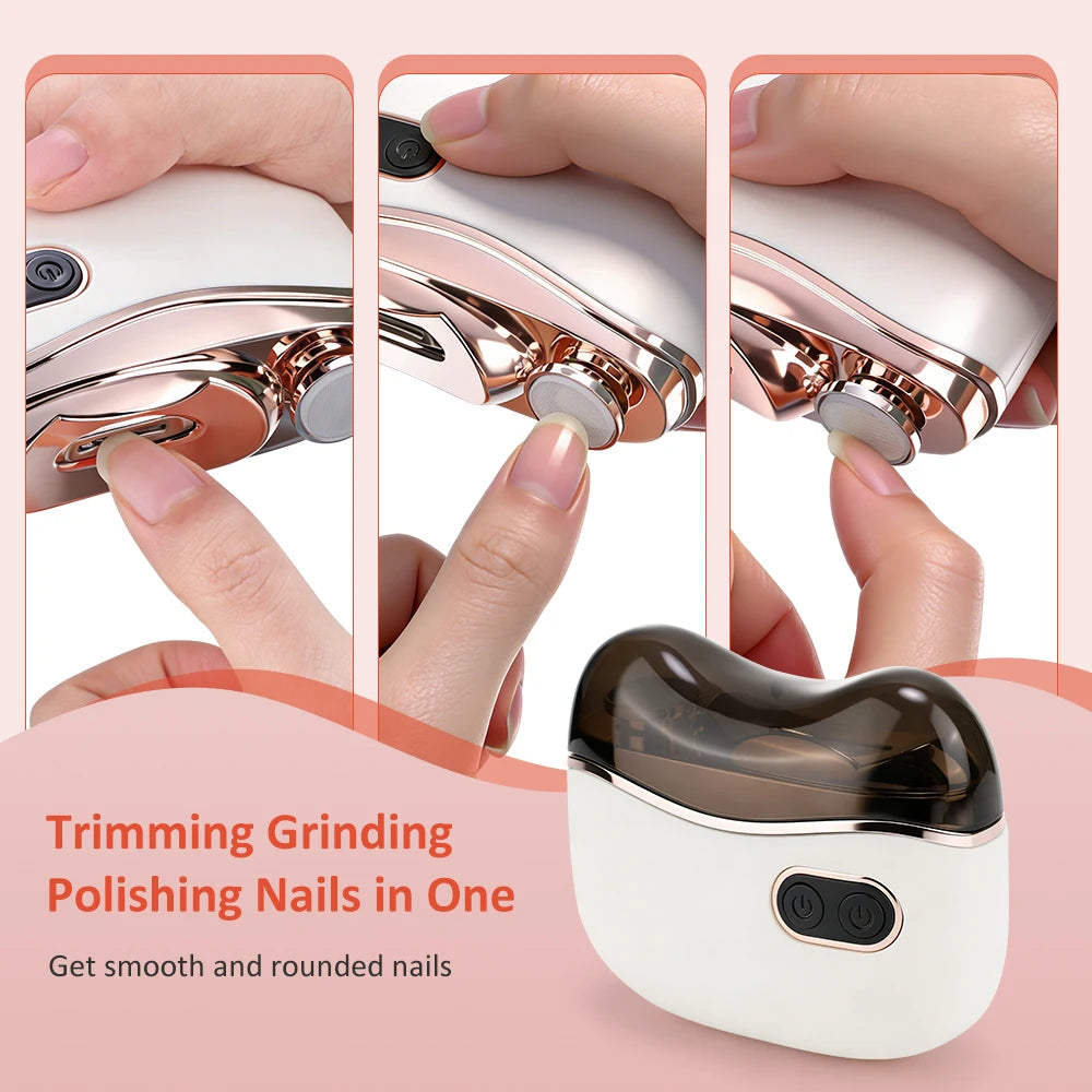 Tagliaunghie elettrico 2 in 1 Trimmer&Lucidatore 2 velocità Tagliaunghie di sicurezza con luce a LED Conservazione della polvere per unghie per neonati, Bambini, Adulti