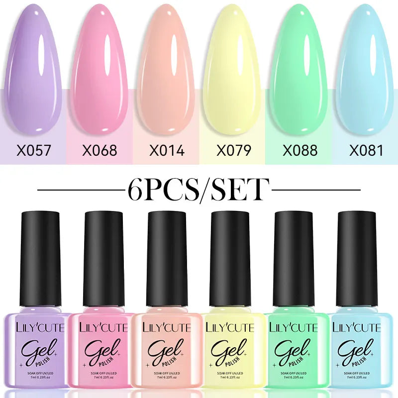 LILYCUTE 6Pcs/set 7ml Series Gel Smalto 125 Colori disponibili
