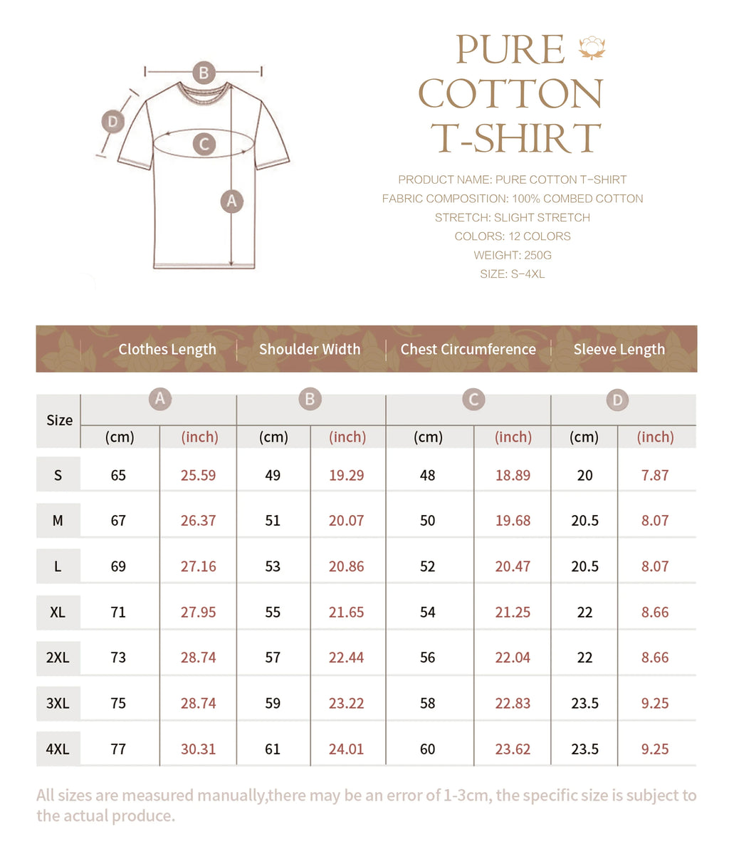 T-shirt A Maniche Corte 100% Puro Cotone, Sia Per Uomo Che Per Donna