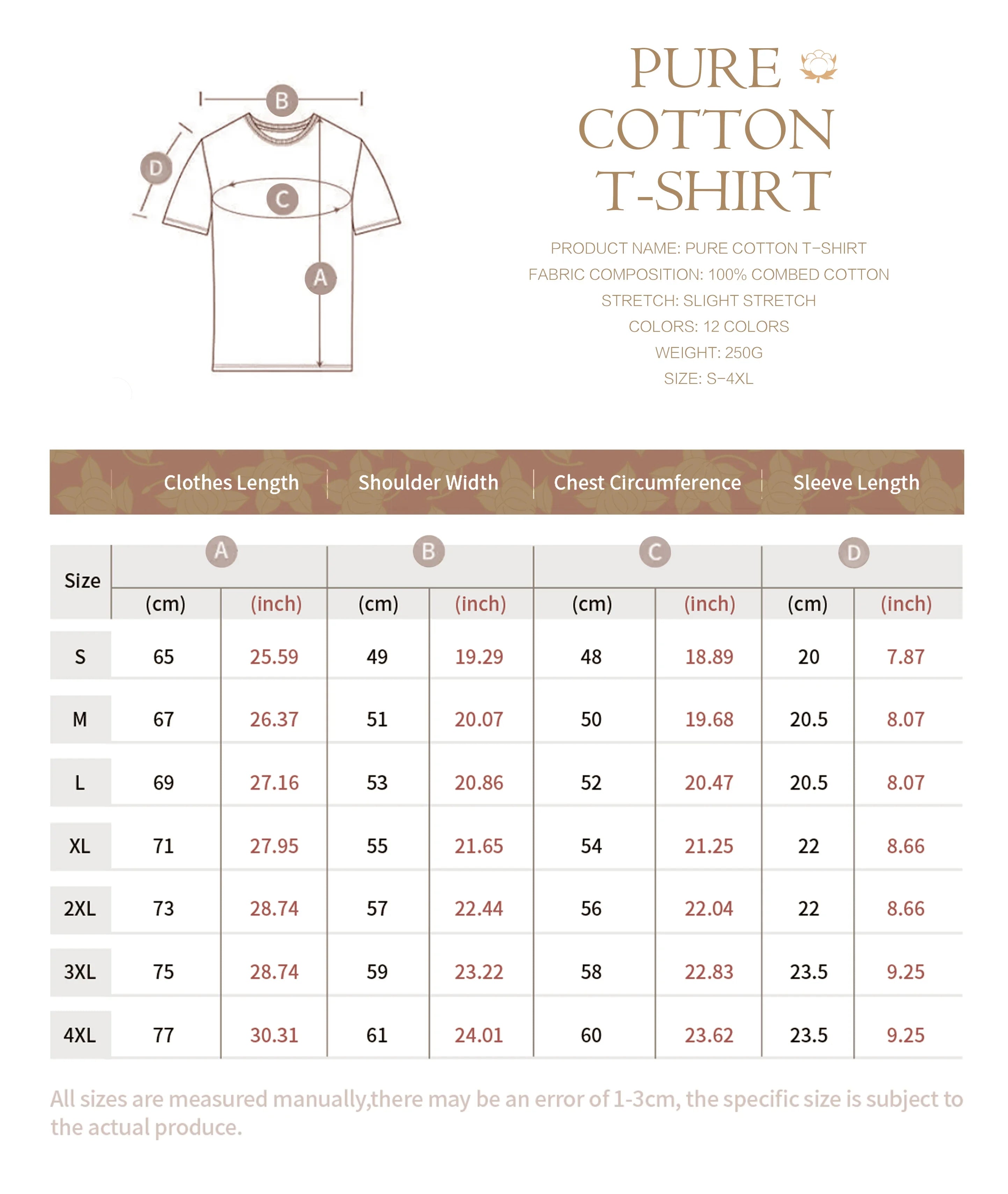T-shirt A Maniche Corte 100% Puro Cotone, Sia Per Uomo Che Per Donna