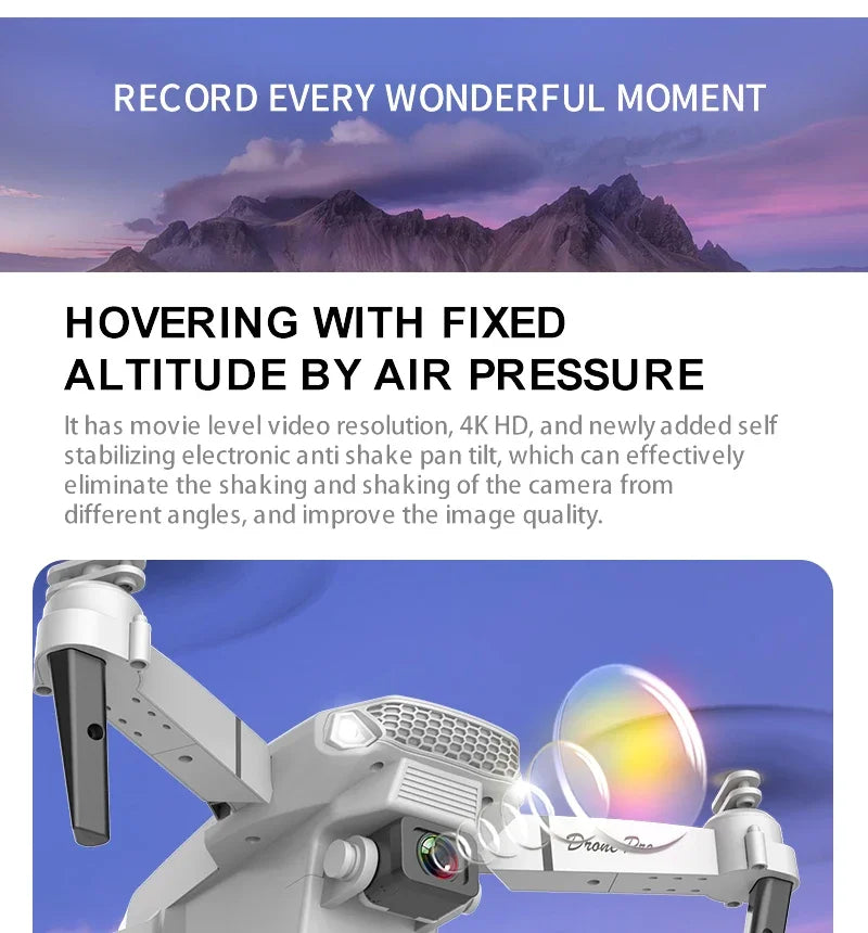 E88 Pro WiFi FPV Drone - Single/Dual 4K/1080P Camera, Grandangolare HD, Altitude Hold, pieghevole