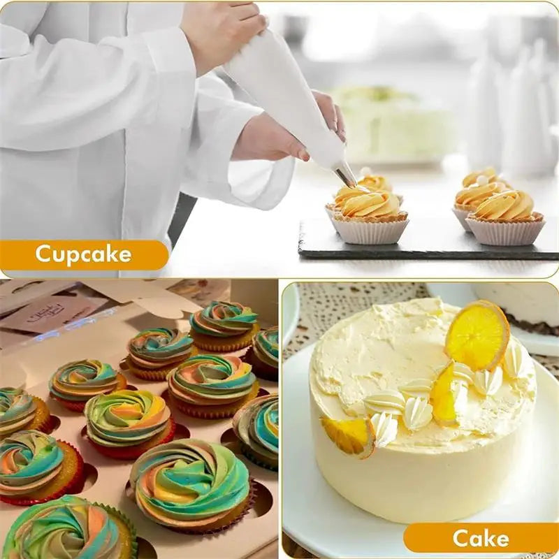 Sacchetti per tubazioni in silicone e punte Set Torta fai da te Kit di decorazione con ugello in acciaio inossidabile per pasticceria