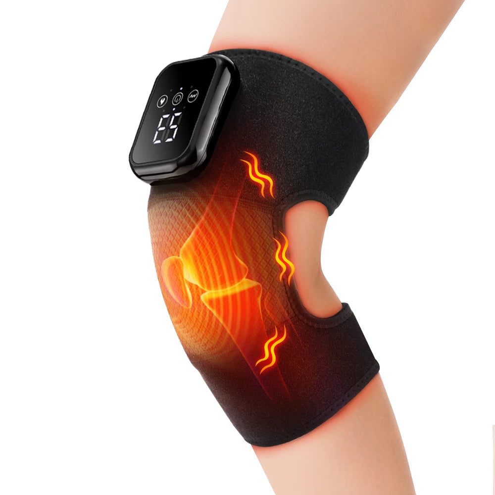 Vibrazione di calore Ginocchiera elettrica riscaldata 3 livelli di riscaldamento e 3 modalità USB Massaggio ricaricabile Ginocchiera LCD Touch Screen
