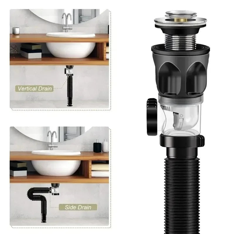 Universal Flip Lavabo in acciaio inossidabile Tubo di drenaggio