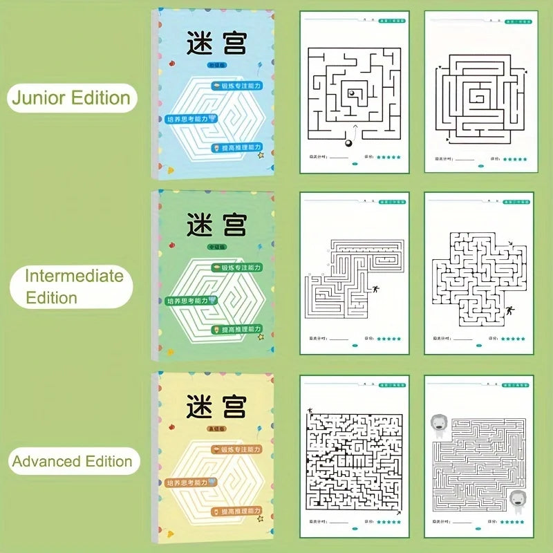 Libro di giochi per bambini di 32 pagine per allenamento di concentrazione degli studenti, sviluppo dell’intelligenza