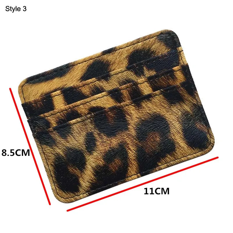 Nuovo portafoglio sottile in pelle con motivo leopardo per donne Portamonete con cerniera piccola