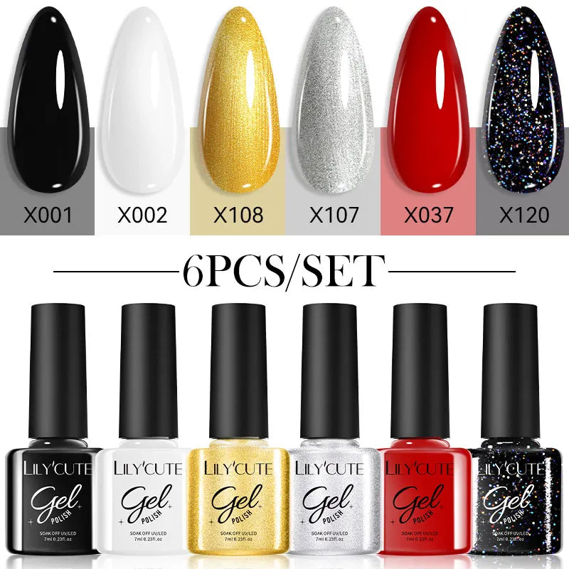 LILYCUTE 6Pcs/set 7ml Series Gel Smalto 125 Colori disponibili
