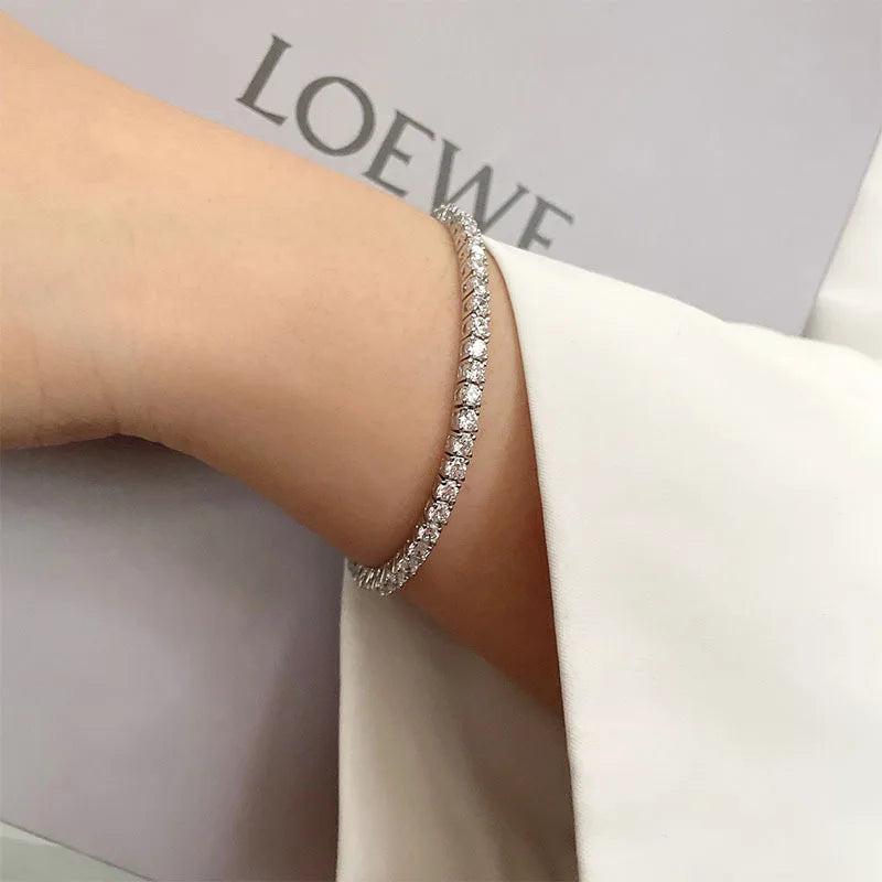 Real 100% Silver 925 2-3mm Tennis Braccialetto Unisex in due modelli Con Moissanite o in Zirconi