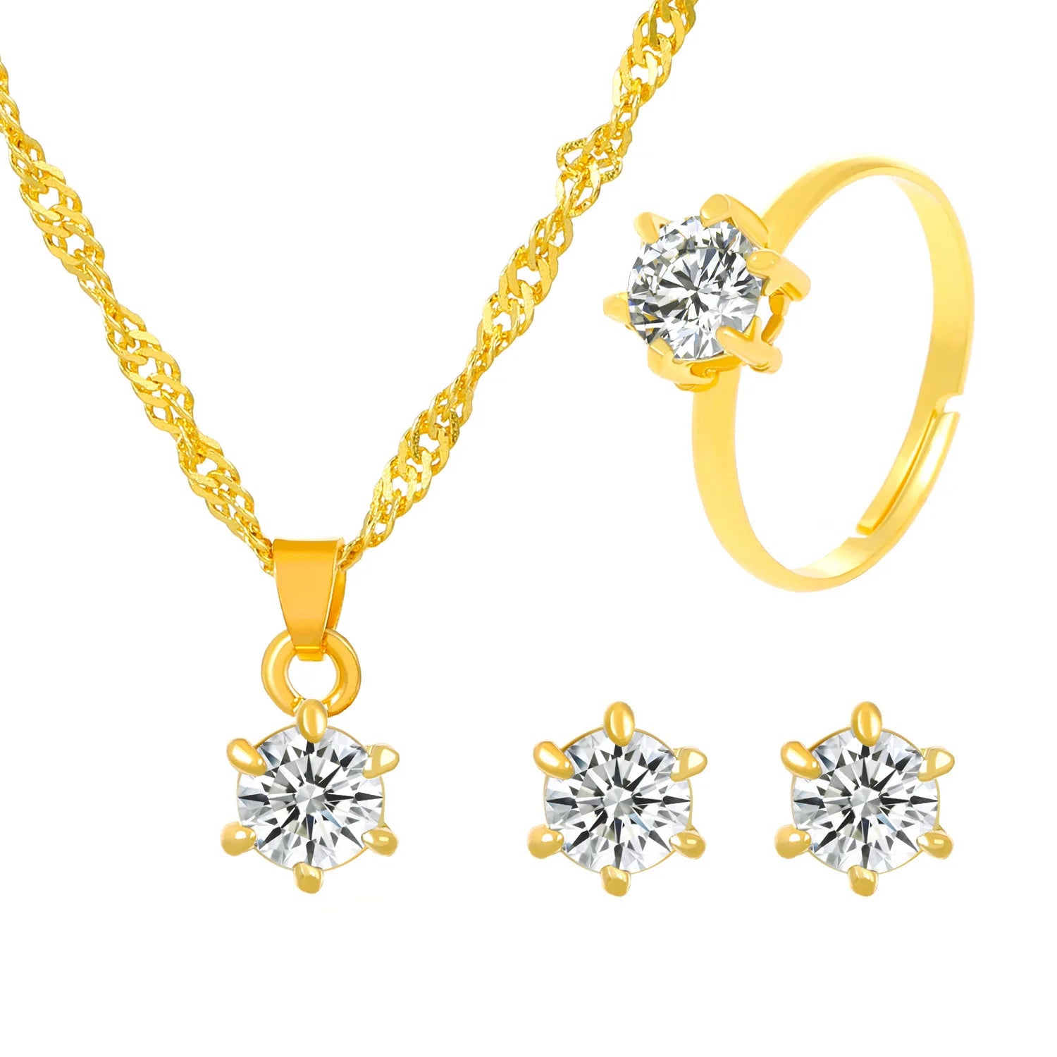 5 pezzi eleganti gioielli set anello collana braccialetto orecchini