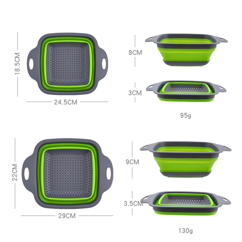 Scolapasta Quadrato Pieghevole in Silicone Cucina