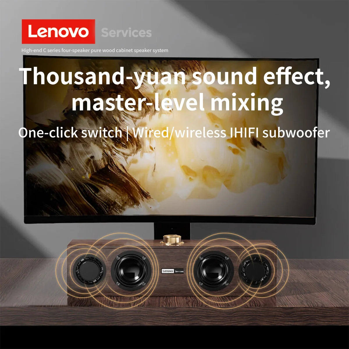 Lenovo C02 Altoparlante multimediale Altoparlante Cablato/Bluetooth  a doppia modalità universale per TV, computer e telefono cellulare Subwoofer