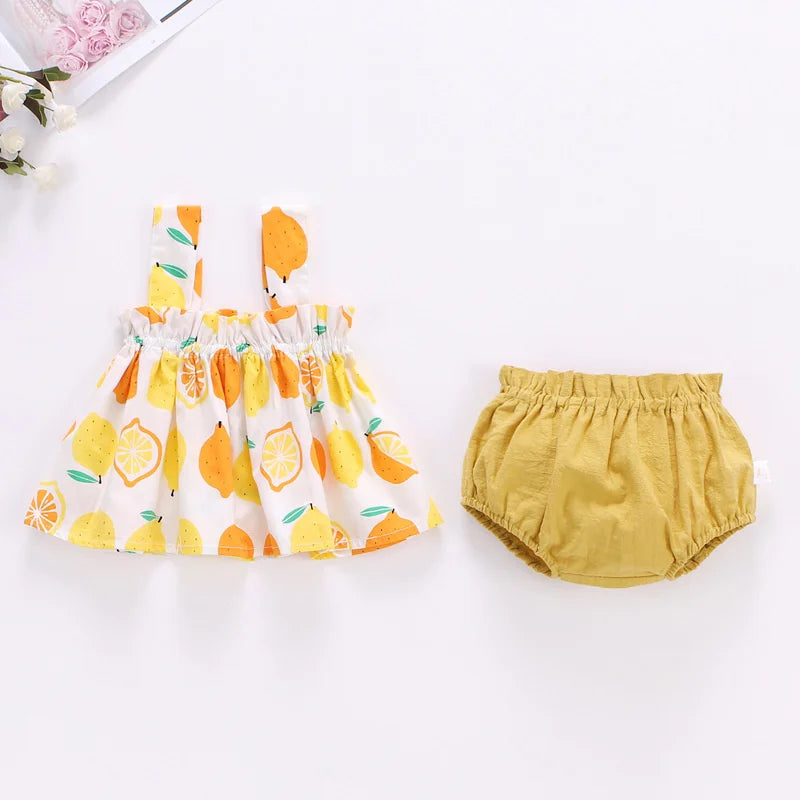Mini abito sottile e pantaloncini in 2 pezzi per neonati 6-24M
