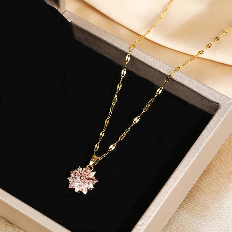 Collana in acciaio inossidabile gioiello rosa