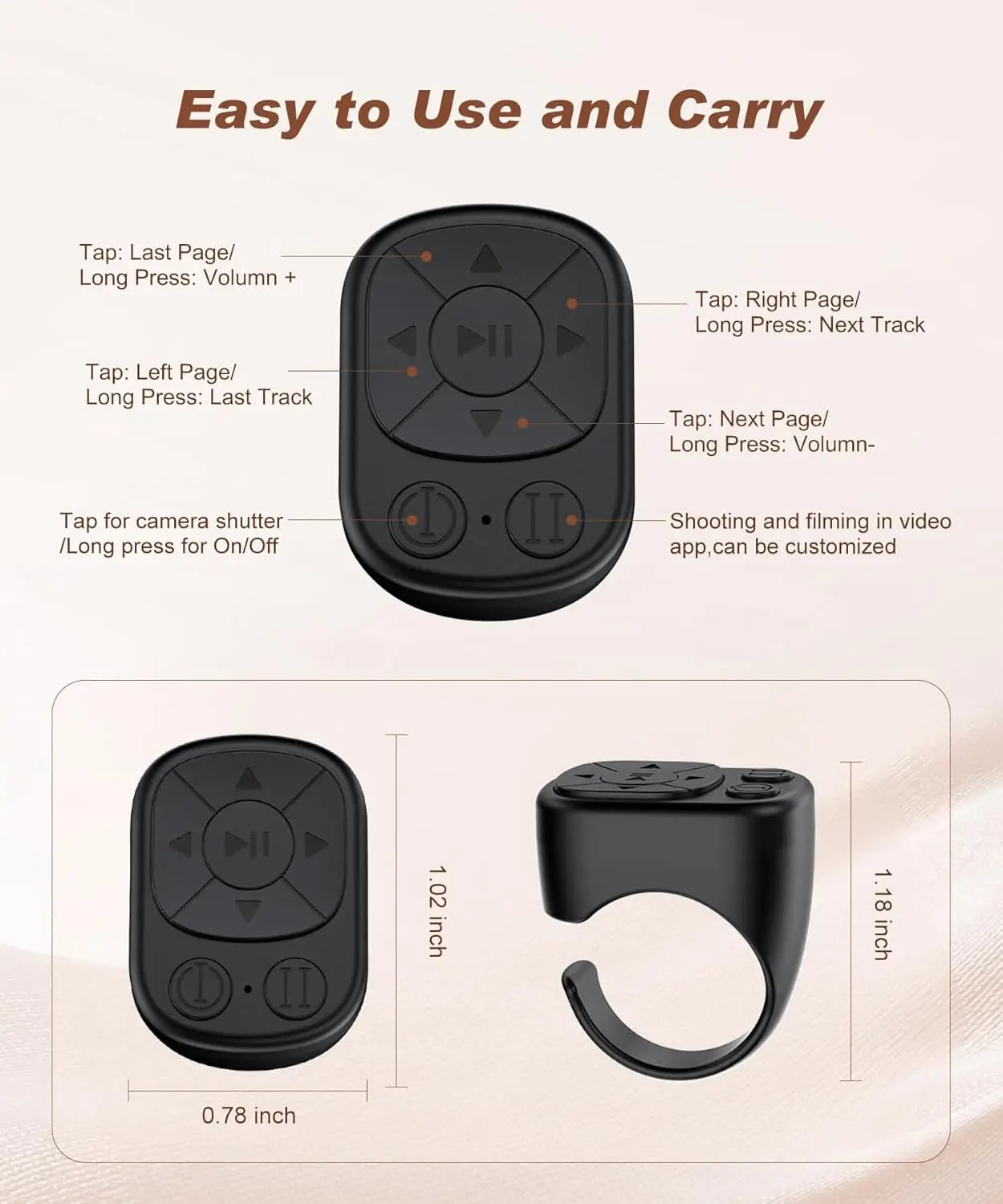 Anello Tiktok Scrolling, telecomando Bluetooth Tiktok
