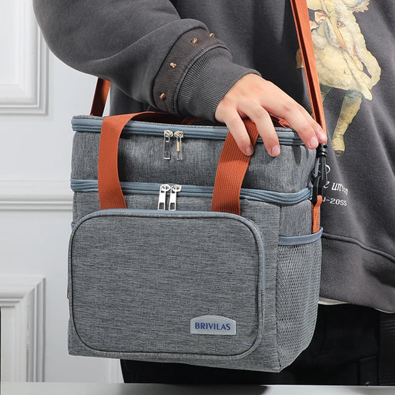 Borsa per il pranzo a doppio strato con isolamento termico di grande capacità