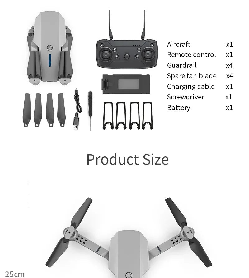 E88 Pro WiFi FPV Drone - Single/Dual 4K/1080P Camera, Grandangolare HD, Altitude Hold, pieghevole