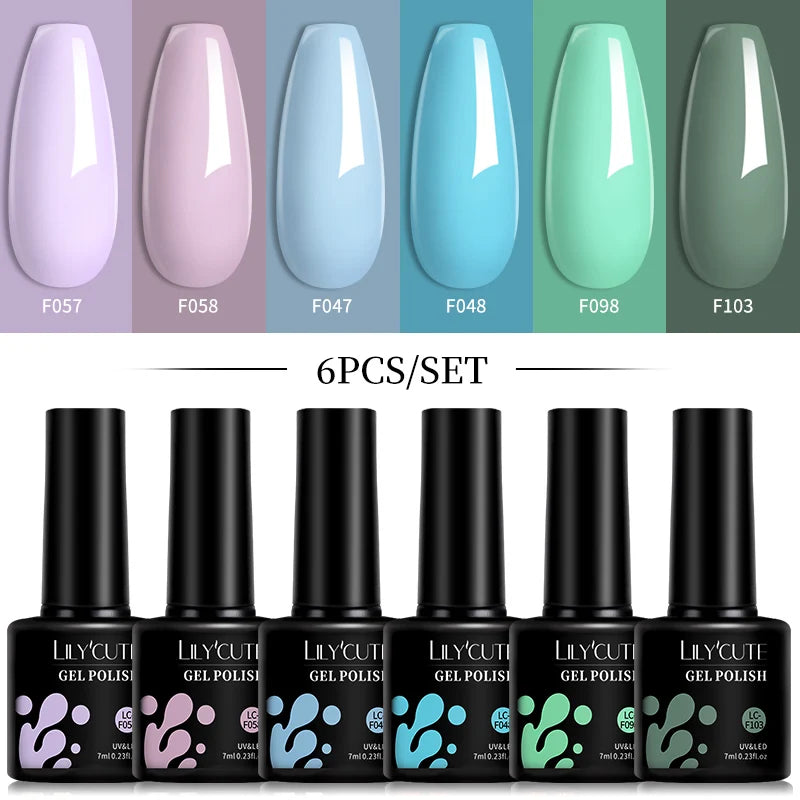 LILYCUTE 6 pezzi/set 7ML Gel Smalto per unghie semitrasparente 30 varianti di colore