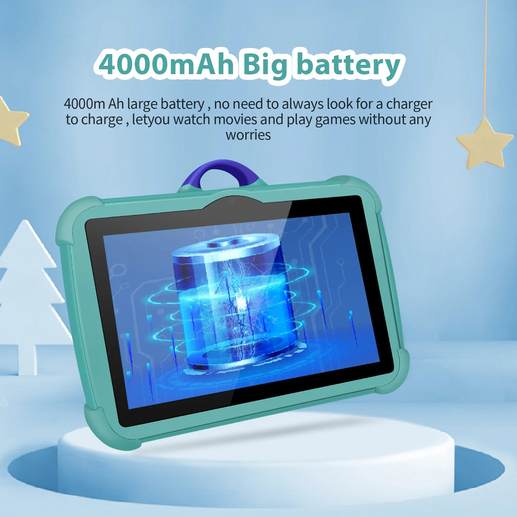 Tablet PC per bambini da 7 pollici con Android 13 Quad Core 4GB RAM 64GB ROM Apprendimento educativo Preferito dai bambini Design semplice economico