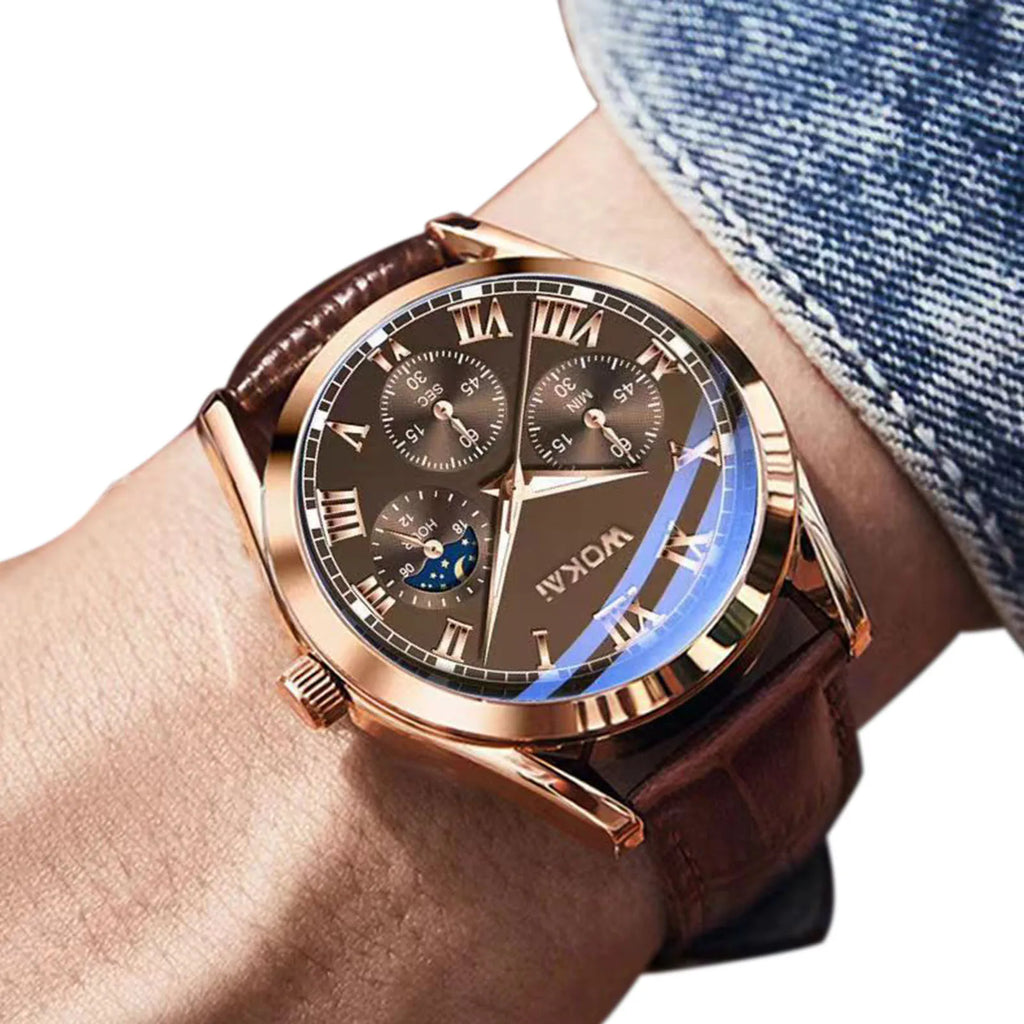 Orologi di lusso Uomo Business PU Pelle Orologio al Quarzo