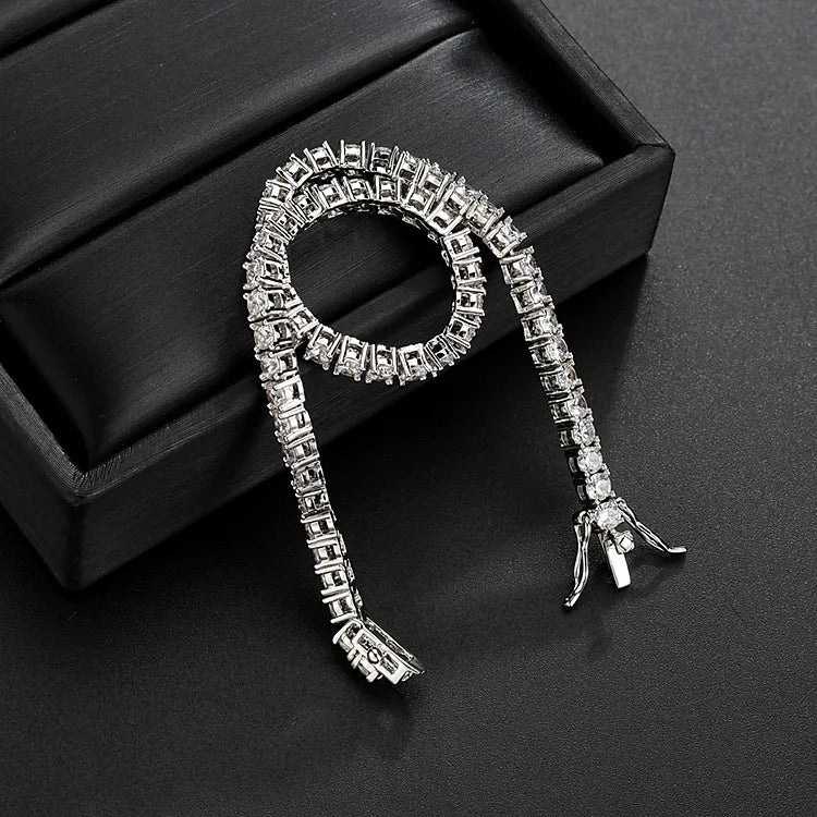 Real 100% Silver 925 2-3mm Tennis Braccialetto Unisex in due modelli Con Moissanite o in Zirconi