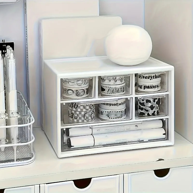 Organizzatore da tavolo con sei cassetti - Contenitore spazioso e multifunzionale
