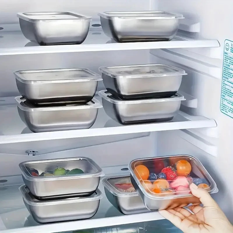 5 pezzi in acciaio inossidabile per la conservazione degli alimenti Scatole impilabili per la preparazione dei pasti per il frigorifero