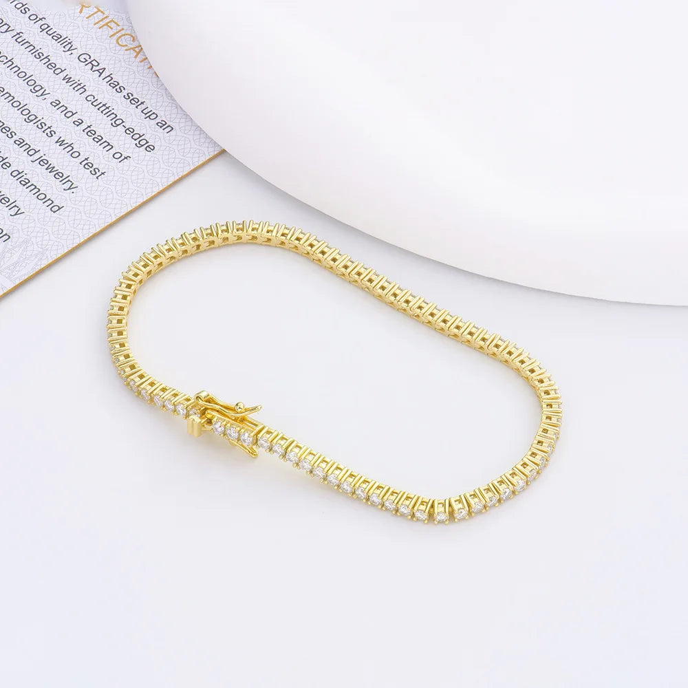 Real 100% Silver 925 2-3mm Tennis Braccialetto Unisex in due modelli Con Moissanite o in Zirconi