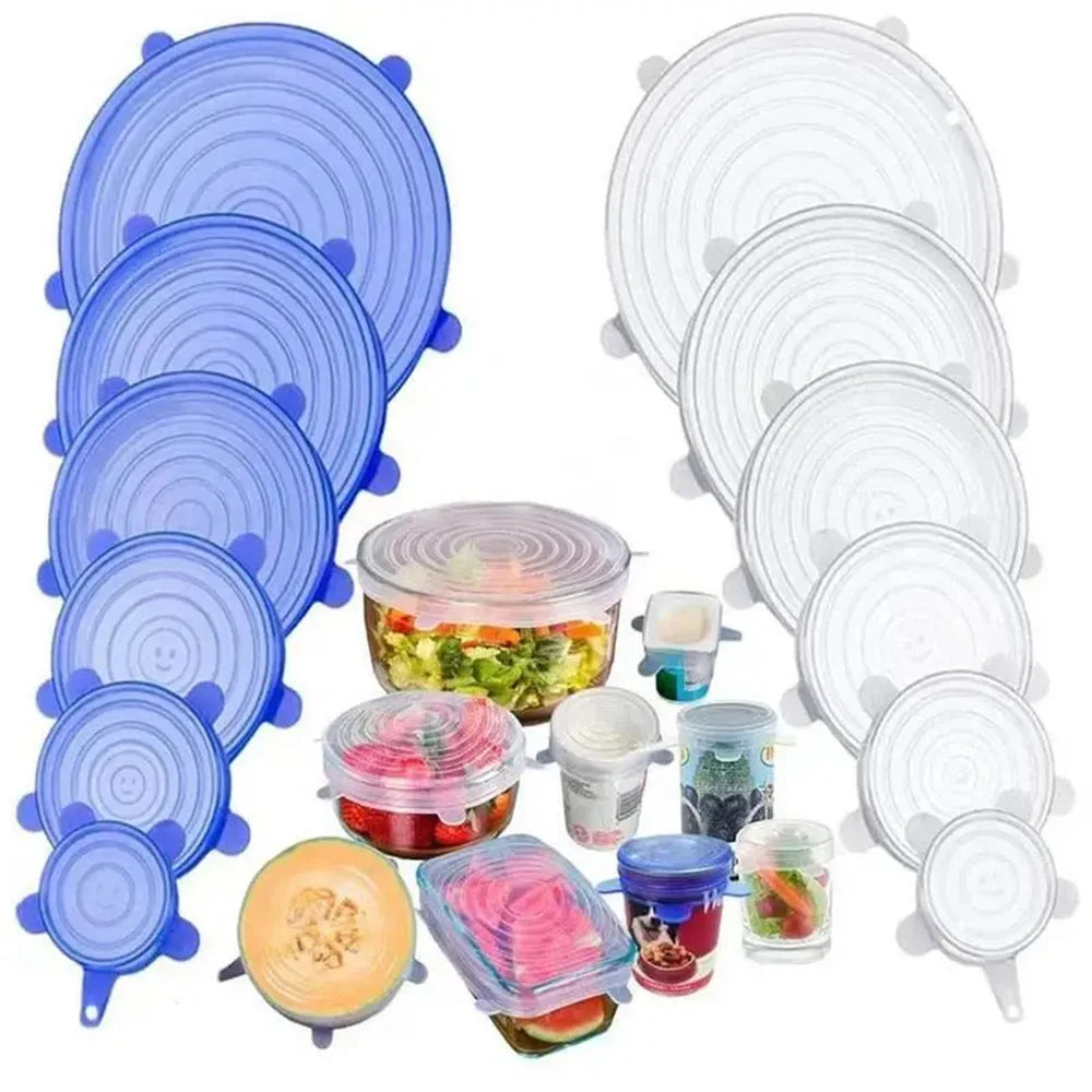 6Pcs Copertura di conservazione in silicone per uso alimentare riutilizzabile universale Articoli da Cucina
