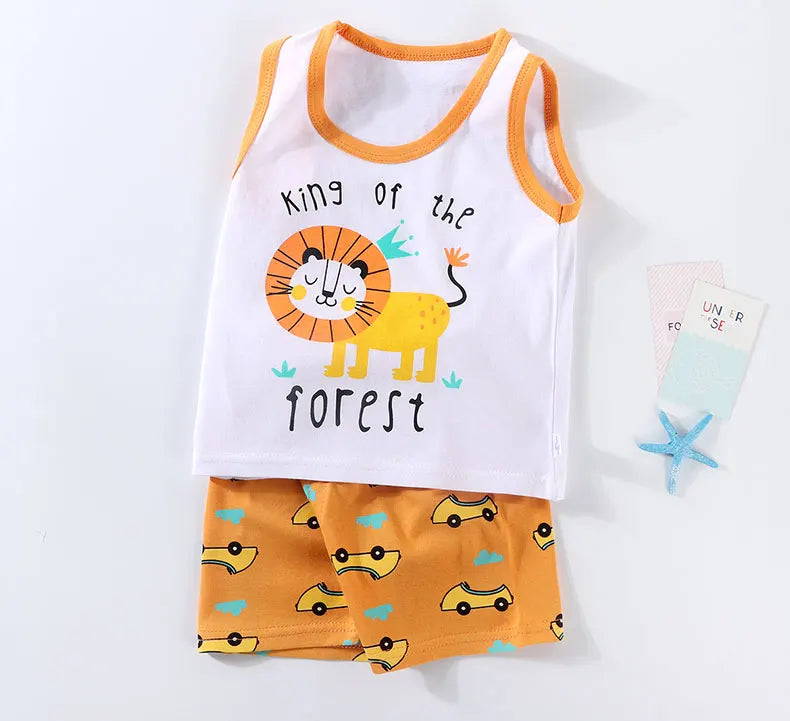 Set 2PCS per bambini Gilet per bambini  Set Estate T-shirt in cotone e  Pantaloncini