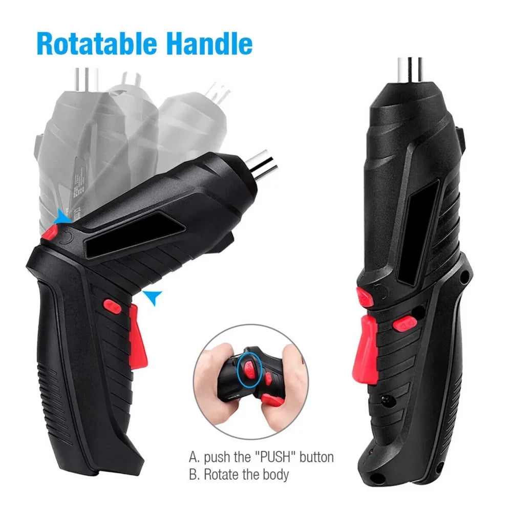 Cacciavite elettrico portatile Cordless 47 in 1 Cacciavite ricaricabile ruotato di 90 gradi con LED