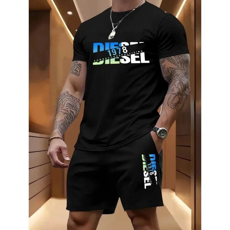 T-shirt + pantaloncini casual in 100% cotone stampata
