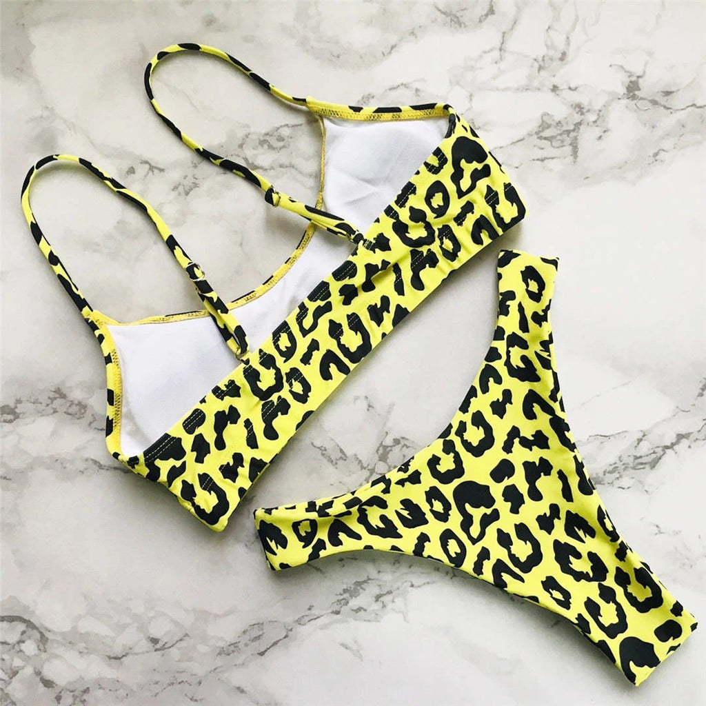 Set Costume leopardato da bagno brasiliana Donna