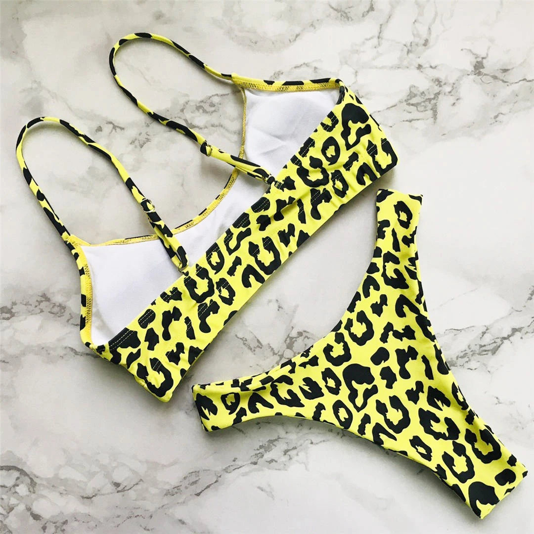 Set Costume leopardato da bagno brasiliana Donna