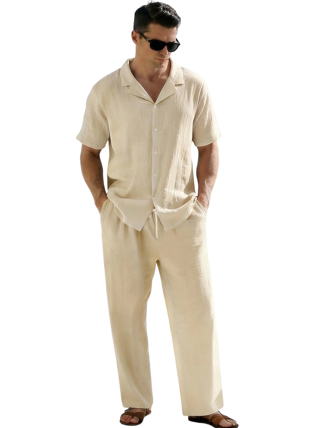 Coordinato camicia+pantaloni in lino 3 colori