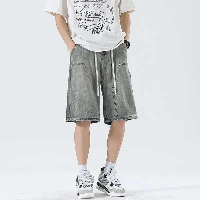 Pantaloncini di jeans da uomo larghi estivi Vintage Hip-hop Cargo Y2K